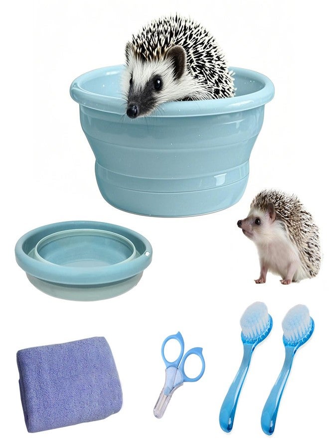 JSLZF Hedgehog Bath Supplies Grooming Kit: Foldable Bathtub, Nail Clippers, Bathing Brushes, Towel for Hedgehog Small Pets like Guinea Pigs - Image 1